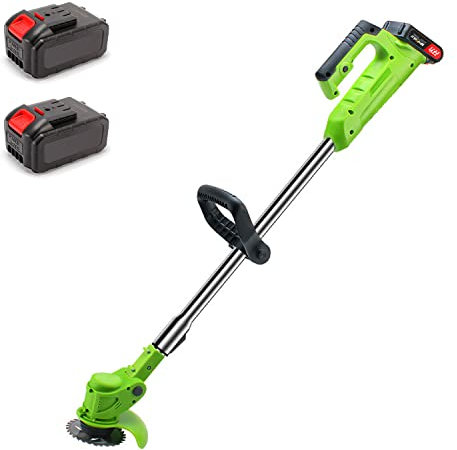 Cordless Grass Trimmer String Trimmer Electric Handheld Garden Lawn Mower, 48V Bdjustable Length Grass Trimmer and Edger for Lawn Trimming, Gardening, 3 Battery and Charger Included
