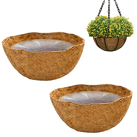 Pomurom 2 Doublure Ronen Fibre Coco 35cm, Doublure Remplacement Fibres Coco pour Panier Suspension, Doublures pour Jardinières Pot Fleurs intérieur ou extérieur