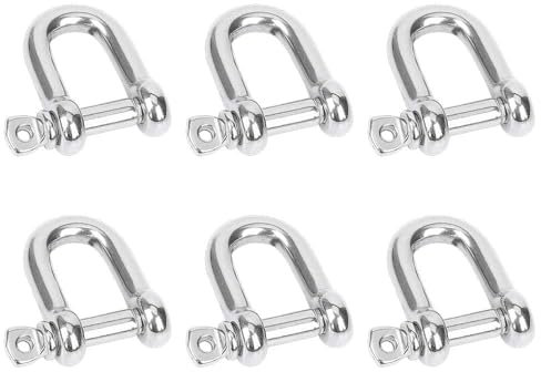 Schäkel Edelstahl 6 Stück D Schäkel M6 D-Ring-Schäkel Sperren Schäkel Breit für Befestigung Ziehen Campen Wandern
