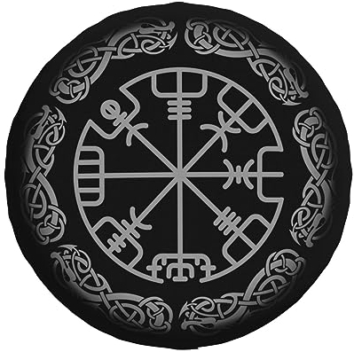 Reserveradabdeckung, Grau Viking Rune Magic Navigation Print, wasserdichte staubdichte Radabdeckungen Reifentasche 16 Zoll