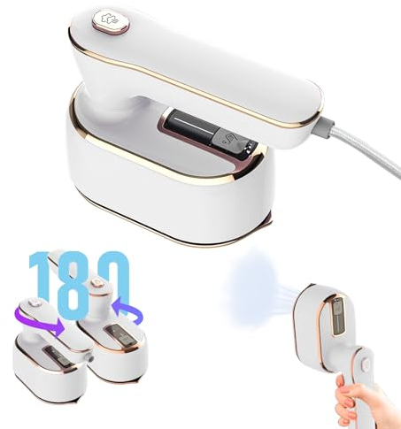 Gabrella Travel Iron, 1000W Mini Steam Iron, 2-in-1 Foldable Handheld Portable Steamer Iron, 20s Fast Heat Up, Ceramic Nonstick Soleplate