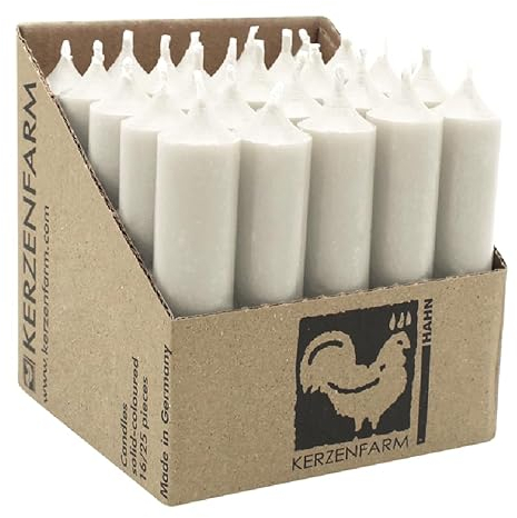 luterna Stabkerzen aus Paraffin, 100/22 mm, Elfenbein, KERZENFARM HAHN, Brenndauer ca. 4h, 25 Stück pro Verpackung