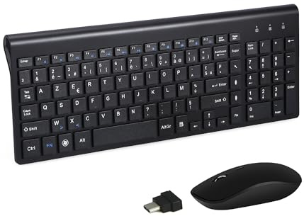 Combinación de teclado y ratón inalámbricos USB C, teclado y ratón de tamaño completo tipo C compatibles con Win 7/8/10, MacBook Pro/air, ordenador portátil, PC