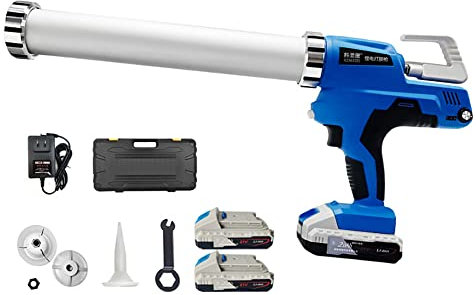 21V Battery Powered Caulk Gun Cordless Caulking Gun Adhesive Gun Soft/Hard Glue Glass Glue Gun 300-600ml Handheld Sealant Gun 2battery
