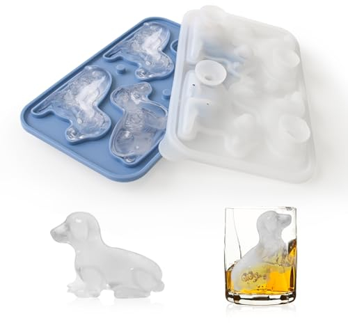JINGIHE 3D Labrador Ice Cube Tray with Lid, Food Grade Silicone Dog Shape Ice Cube Molds, Novelty Dog Lovers Gifts, Cute Fun Ice Trays for Whiskey Cocktails Coffee Drinks