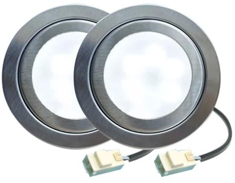 ADZJOY 2PCS 2.36-2.56in Hole Closet Light Kitchen Range Hood 1.5-2W LED Light 12V 24V 110V 220V With SM EL YL Connector LED Disc Bulb Light (Color : Warm white, Size : YL CONNECTOR_12V)