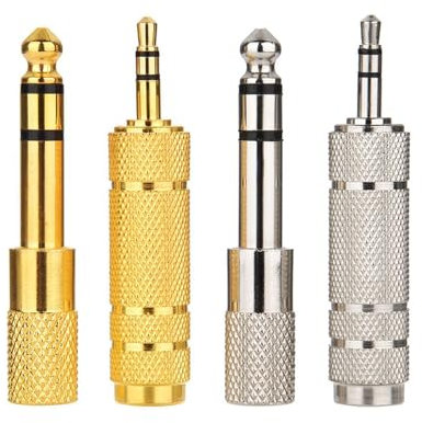 LIAMGUS 4 pcs headphone adapter, jack adapter, Jack Converter 6.35 mm (1/4 Inch) Male to 3.5 mm (1/8 Inch) Female, Audio Stereo Plug Adapter 3.5 mm (1/8 Inch) Male to 6.35 mm (1/4 Inch) Female