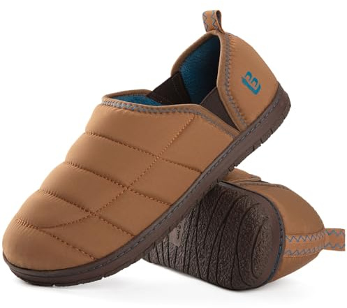 LongBay Men's Outdoor Slippers Two Tone Indoor House Shoes Chestnut, 13