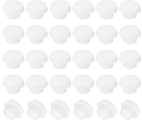 PATIKIL 4mm Diameter Silicone Round Snap, 40 Pcs in Type Locking Furniture Hole Plug Button Flat Head Protective Cover Fit for 4-4.5mm Hole for Seal Bulkhead Cylinder, White