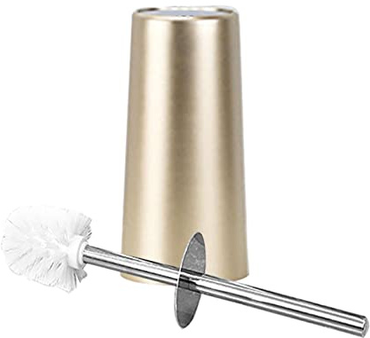 Laluky Toilet Brush & Holder for Bathroom, Ergonomic Stainless Steel Toilet Brush With Holder Hand Guard and Non-Slip Base Free Standing Toilet Cleaner Brush for Deep Cleaning(Gold)