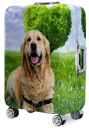 Mateju 18-32 Kofferschutzhülle Hunde 3D - Elastisch Kofferhülle Waschbar Koffer Schutzhülle aus Polyester Kofferschutz Koffer Hülle mit Reißverschluss S-XL (Vert,L)