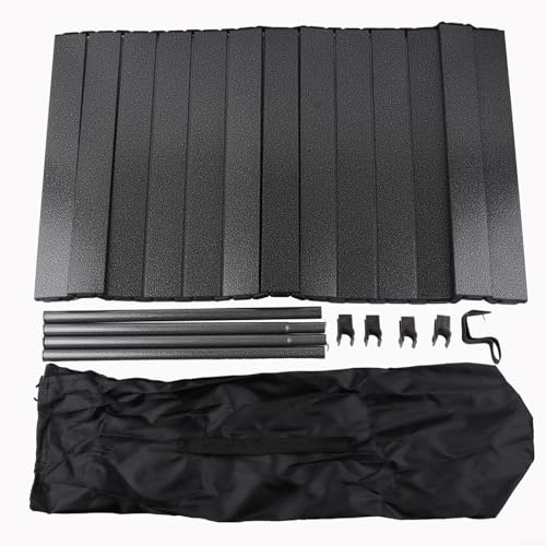 Alanmoship Foldable Trolley Tabletop Camping Table Picnic Tables Portable Aluminum Alloy Wooden Folding Outdoor Desk Easy Installation With Carrying Bag For Garden Beach Fishing Outdoor BBQ(L Black)