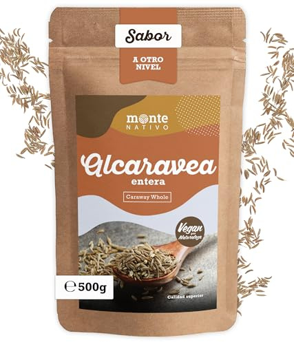Kümmel ganz Monte Nativo (500g) - Caraway ideal für Kümmel Tee | Kümmelsamen - Schonend getrocknete und aromatische Gewürze ideal zum Kochen und Würzen - Intesives Aroma und Geschmack