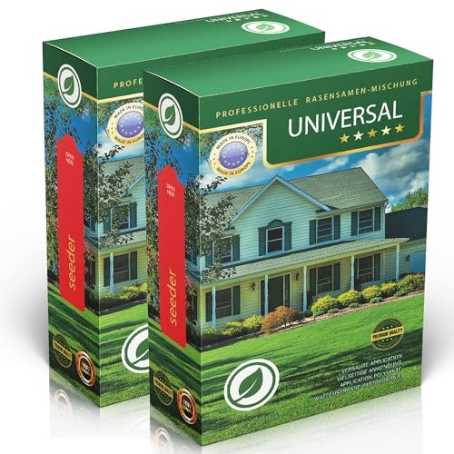 Universal Rasensamen Frühling - Berliner Tiergarten-Mischung, schnellkeimend, Neuanlage & Nachsaat, für dichten & sattgrünen Rasen, trockenresistent, 2x 1,2 kg für 80 m²