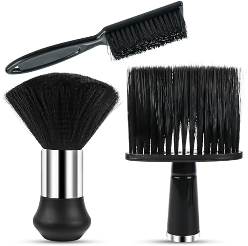Friseurbürste, 3 Stück Nackenpinsel Set, Friseur Haarpinsel, Haarpinsel Barbierbürst, Professionelle Barbier Staubhaarbürste zum Abbürsten von Haaren um Hals und Ohren