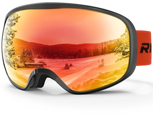 RIOROO Skibrille Kinder, Skibrille Kinder 3-14 Jahre für Jungen Mädchen 100% OTG UV-Schutz Antibeschlag Kompatibler Helm für Skifahren Snowboard Radfahren Outdoor Aktivitäten Wandern Augenschutz