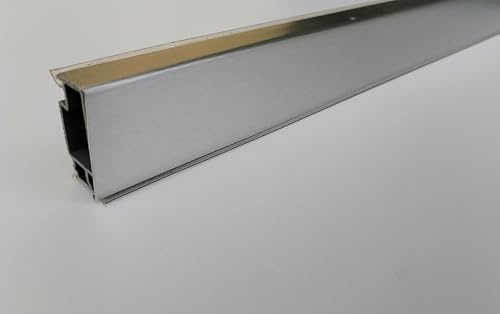 Generico Alzatina Rettangolare Alta per Piani da Cucina in PVC, spalletta per Top con la seguente Misura = 280 cm Compresa di Angolo Interno, 1 Tappo SX, 1 Tappo DX, Colore Alluminio Spazzolato