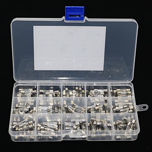 CWHHTVBI Sicherung 150 Stück/Karton 5 x 20 mm flinke Glassicherungen, sortiertes Set, 0,1 A, 0,2 A, 0,5 A, 1 A, 2 A, 3 A, 4 A, 5 A, 6 A, 8 A, 10 A, 15 A, 20 A, 25 A, 30 A