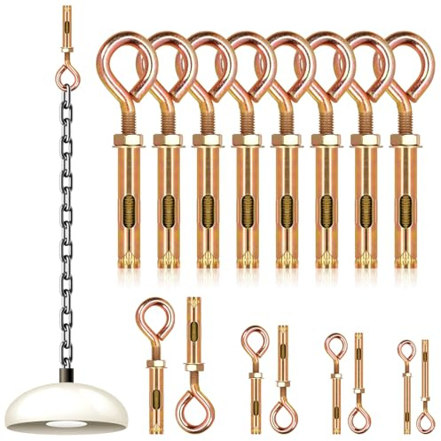 Wokape 8 pernos de gancho cerrados, tornillos de expansión de ladrillo de hormigón para pared, ganchos de anclaje de metal chapado en zinc, ganchos hexagonales (M10)