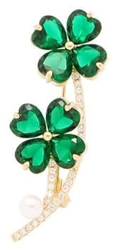 Broche verte en forme de trèfle à quatre feuilles - Épinglette porte-bonheur, pour robe, chapeaux, vestes et sacs à dos - Accessoires de décoration - Cadeaux de la Saint-Patrick, M, Acier allié, Pas