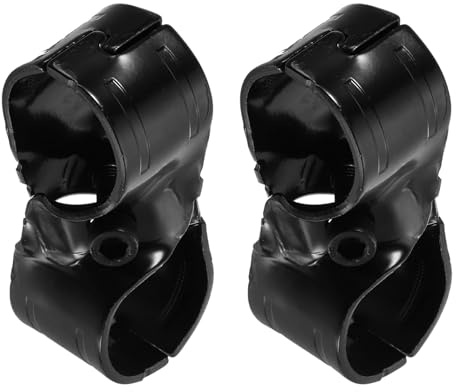 sourcing map 2 Pcs Structural Pipe Connector, 1-1/8 2-Way Metal Connectors Corner Pipe Fittings End Rails Clamp with Screws for DIY Shelf Garden Support, Black