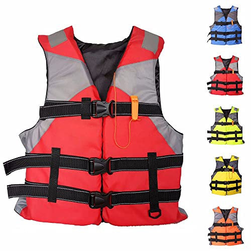 SMTSEC Neopren Schwimmweste Erwachsene Kinder Auftriebsweste SUP Rettungsweste Kajak Auftriebshilfe Schwimmhilfe Kajakweste Für Paddling Board Bootfahren Wassersport Schnorchelweste,Red-L