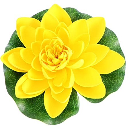 GRIRIW Künstliche Schwimmende Lotusblumen Langlebige aus Kunststoff 6 Stück Stilvolle Heimdekoration in Gelb und Teichdekoration für Außenbereich