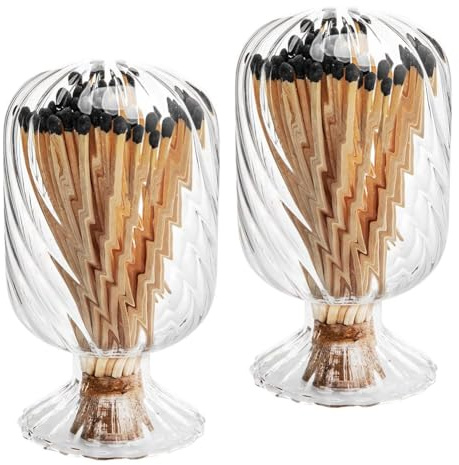 Wouueso Lot de 2 porte-allumettes en forme de spirale, cloche d'allumettes en verre pour 10,2 cm, support d'allumettes inversé sans allumettes
