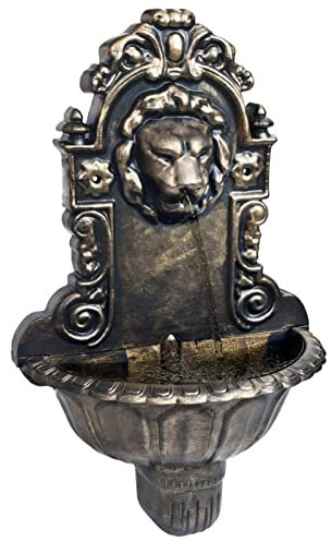 Brokky 48222 Fontana a Muro Design a Testa di Leone Bronzo Fontanella da Giardino | per casa Giardino | fontanella da Esterno| Fontana da Giardino Esterno
