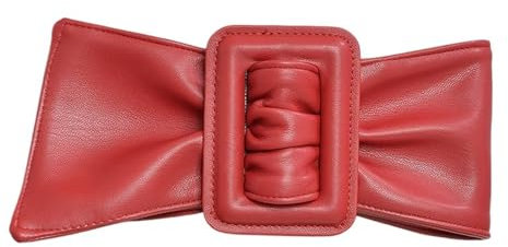 Kummerbund für Herren Breiter Damengürtel for Kleider, Leder, großer Bogen, roter Kummerbund, Damenmarke, solider weiblicher breiter Taillengürtel for Damen(Coffee_One Size)