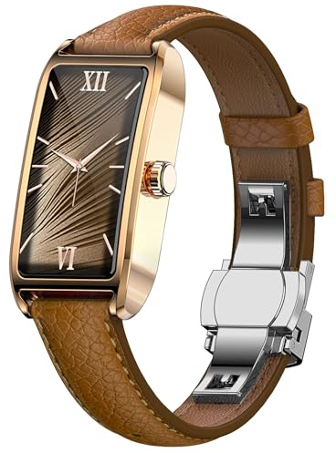 Fitness Tracker Damen Schmal Elegant Luxuriös Schwarz Gold Classic Smartwatch Damenuhr Fitnessuhr für Frauen Aktivitätstracker Pulsuhr Sportuhr mit Herzfrequenz Schlafmonitor Schrittzähler Rechteckig