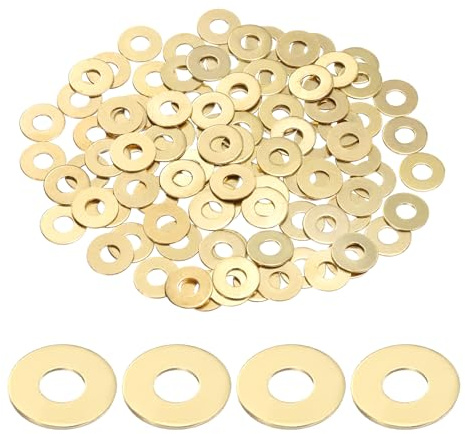 sourcing map Lot de 100 rondelles plates en laiton M3, 8 mm x 3 mm x 0,5 mm d'épaisseur – Joint d'étanchéité métrique pour vis, boulons, écrous