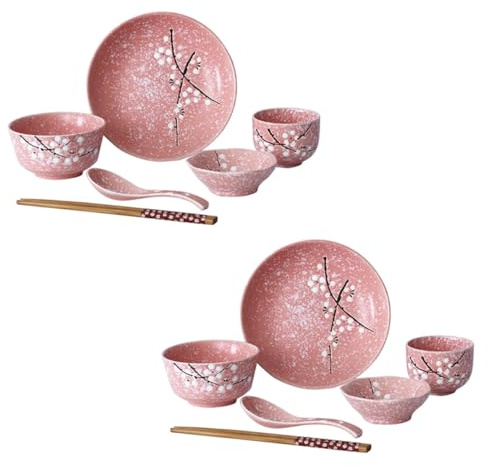 OUNONA Set da Tavola Giapponese Design Delicato, Materiale Ceramico Resistente in Ceramica 12 Pezzi per Uso Domestico per Cene e Feste