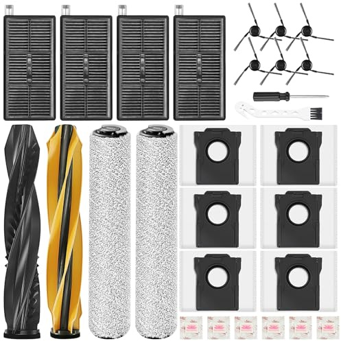 Bpbdzz 28 accesorios para robot aspirador Dreame Aqua10 Ultra Roller | 2 cepillos principales, 2 rollos de toallitas, 4 filtros, 6 bolsas de polvo, 6 piedras aromáticas planas