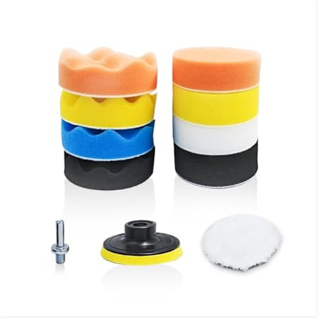 Esponja autoadhesiva for pulir Ruedas, Juego de Cera y sellador, Disco de Lana for pulir Ruedas, Varias especificaciones.(3 Inches 11 Pieces)