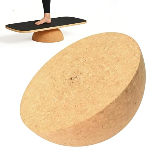 Wapasezyar halvklot balansbräda, kork-halvkula av massiv kork, lämplig för balansplattor för yoga, reha, fitness, fascia, koordination, konditionsträning