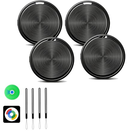 Dual-System Tracker Tag for Android or iOS, Works with Apple Find My or Google Find Hub App, Loud Sound, Long Battery Life, for Keys, Luggage, Suitcase, Backpack, and More, 4 Pack