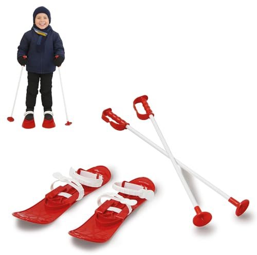 Snow Play Funny Carve 1st Step 42cm - aerodynamische Bauweise, Skistöcke 60 cm, sichere / verstellbare Befestigungsschlaufen Größen (23 - 28), Anti Rutsch Rillen