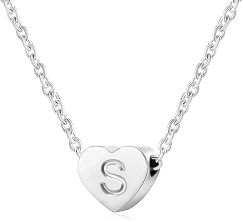 Halsband med initial/bokstav för kvinnor, personligt choker-halsband i silver med en liten initial eller bokstav, kärlek, hjärta, för flickor, Rostfritt stål