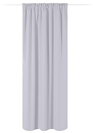 JEMIDI 2x Vorhang blickdicht 140x250cm - 2er Set Gardine mit Kräuselband Universalband - 100% Polyester Schal lang für Wohnzimmer Schlafzimmer - hellgrau