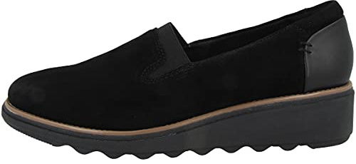 Clarks Sharon Dolly, Women’s Loafers, Black Suede W Dark Tan World, 8 UK (42 EU)