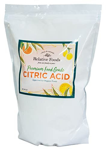 Relative Foods Citric Acid Powder Food Grade – 5 lb - Pure Citric Acid for Cooking, Canning, Bath Bombs & More - Non-GMO, Gluten-Free, No Additives - Resealable Bag
