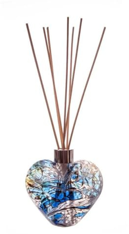 Amelia Art Glass Heart Reed Diffuser - White, Blue & Grey