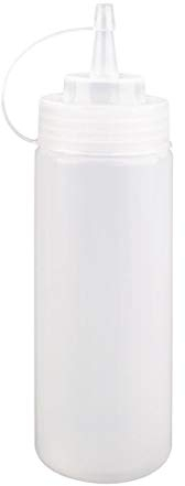 NISBETS Essentials Plastic Clear Squeeze Sauce Bottles with Cap 12oz Set of 6 - Condiment, Seasoning Dispensers DA113