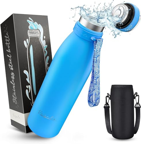 Vezato Drinking Bottle Stainless Steel - BPA-Free Insulated Bottle 500ml - Leak-Proof Water Bottle with Double Insulation - Thermos Bottle Dishwasher Safe - Suitable for Carbonic Acid - Sustainable
