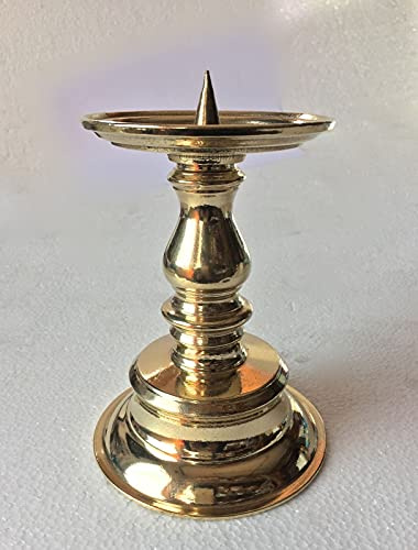 Kerzenleuchter Messing Gold 15 cm Kerzenständer Kerzenhalter für Stumpenkerzenhalter Barock jugendstill Tischleuchter Tischdeko Gastronomiebedarf 82-278