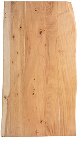 SAM Tischplatte 100x60 cm Toni, Holzplatte Akazienholz massiv + naturfarben + lackiert, Baumkanten-Platte für Heimwerker, Arbeitsplatten, Tische & Fensterbretter