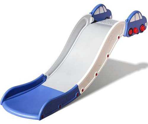 Couch Slide for Stairs Bed Kids Extended Widened Toddler Slide Plastic Indoor Toy Easy to Assemble Store Car Blue Plus