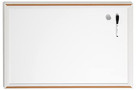 U Brands Magnetic Dry Erase Board White Board, 30 x 20, Modern White Wood Style Pin-It Frame, Includes Marker and Magnet