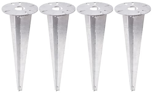 TRIBECCO Picchetto per lampada da giardino – Ø 116 x 300 mm – con apertura Ø 30 mm per guida cavi – acciaio piatto zincato a caldo – ancoraggio a terra per illuminazione da giardino